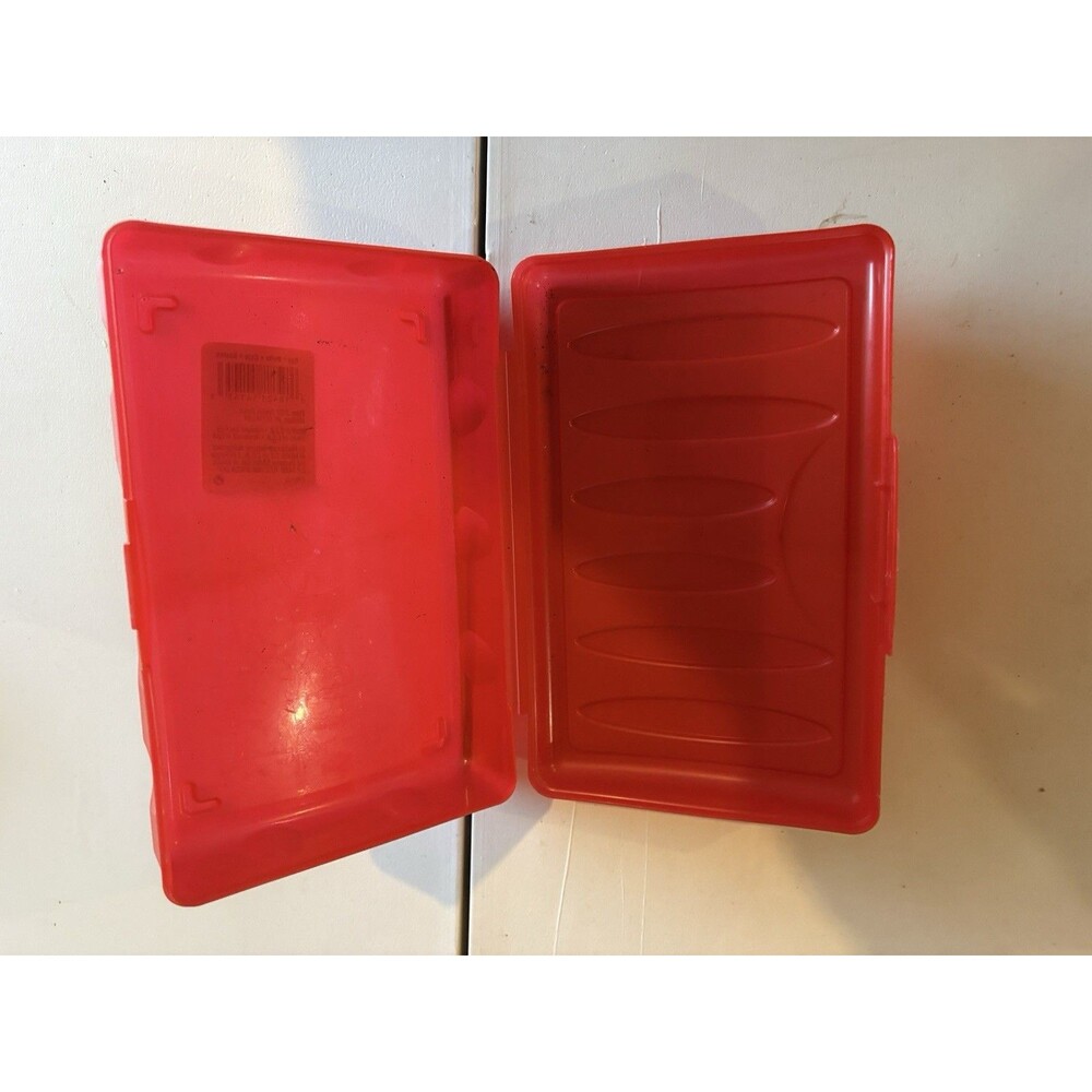 Red Plastic Storage Container with Snap‑On Lid – Small Organizer Box